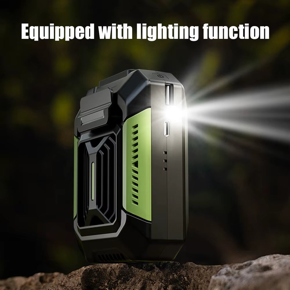 Waist Mounted Electric Fan 4000Mah Rechargeable anti Drop Shock Absorption Fan Portable Bladeless Flashlight Hanging Neck Fans