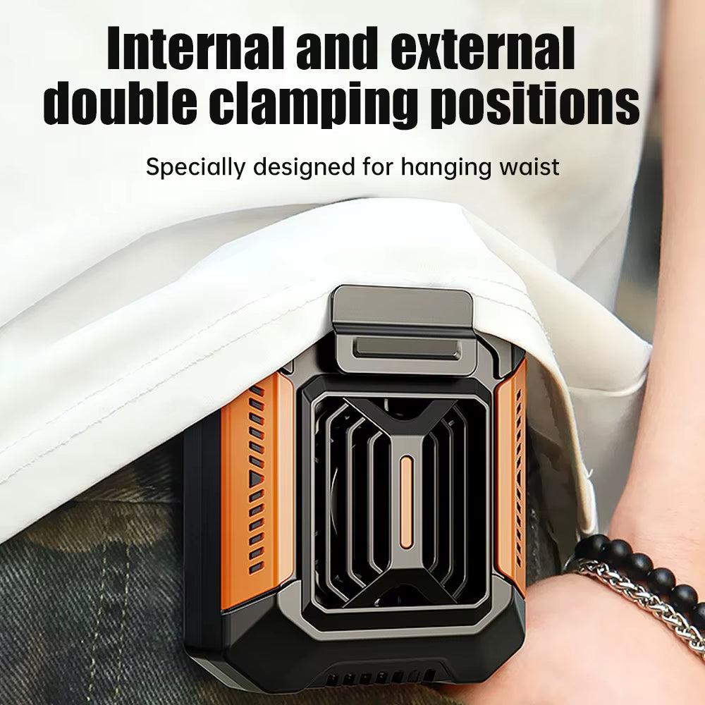 Waist Mounted Electric Fan 4000Mah Rechargeable anti Drop Shock Absorption Fan Portable Bladeless Flashlight Hanging Neck Fans