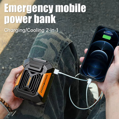 Waist Mounted Electric Fan 4000Mah Rechargeable anti Drop Shock Absorption Fan Portable Bladeless Flashlight Hanging Neck Fans